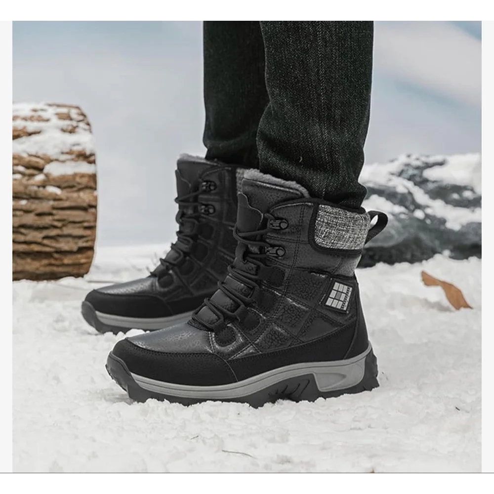 NEW Mens Classic Hiking Boots Adjustable Lace-Up High-Top Snow Boots 12